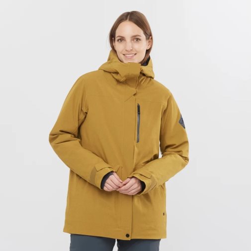 Yellow Salomon Stance Cargo Insulated Hooded Women's Ski Jackets | PH 47863S